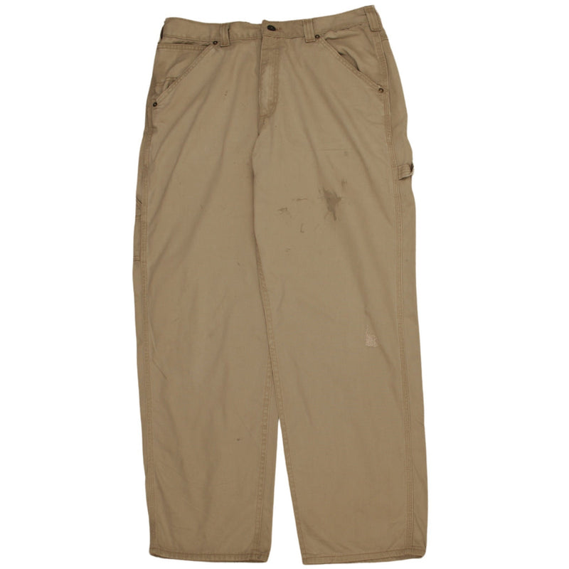 Dungarees 90's Straight Leg Baggy Trousers / Pants 36 Tan Brown