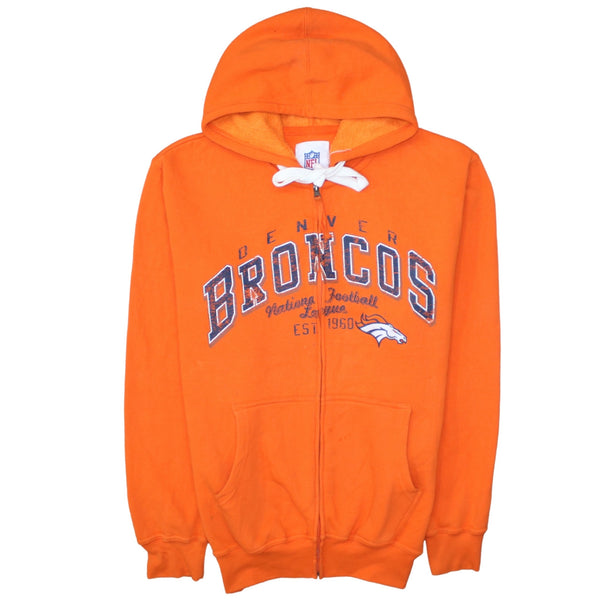 NFL 90's Denver Broncos Full Zip Up Hoodie Medium Orange