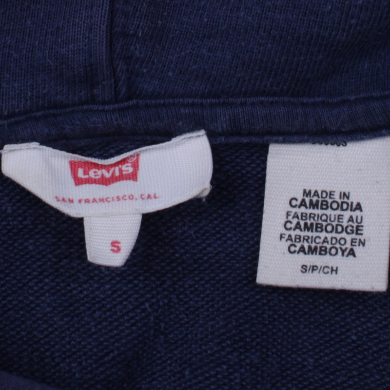 Levi's 90's Crop Spellout Hoodie Small Navy Blue