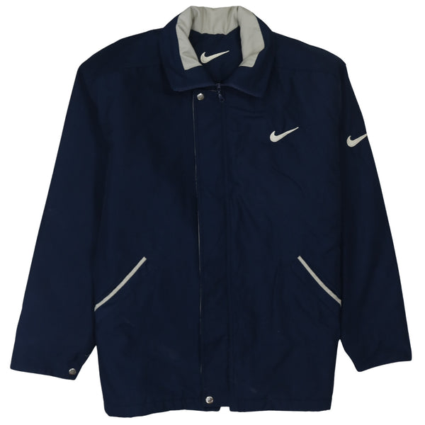 Nike Navy Blue Jacket Men's XXLarge Embroidered Swoosh Logo Zip Pockets Windbreaker Outerwear