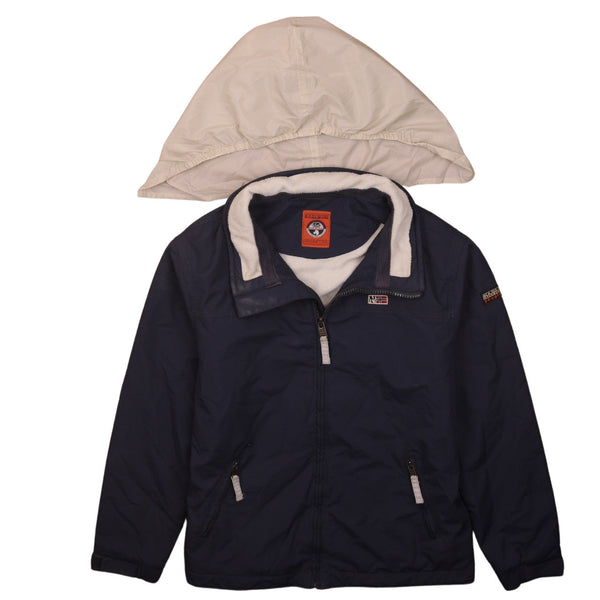 Napapijri 90's Hooded Full Zip Up Windbreaker Small (missing sizing label) Beige Cream