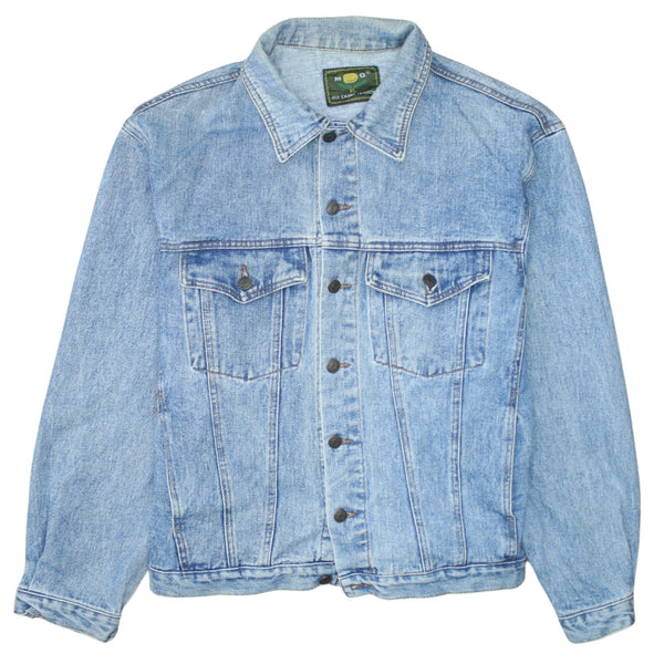 Retro 90's Plain Button Up Denim Jacket XLarge Blue