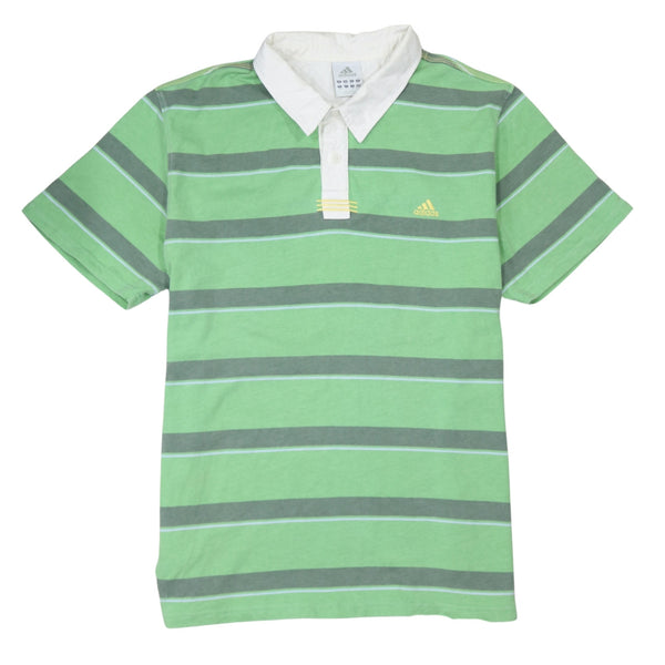 Adidas 90's Short Sleeves Quarter Button Polo Shirt XXLarge (2XL) Green