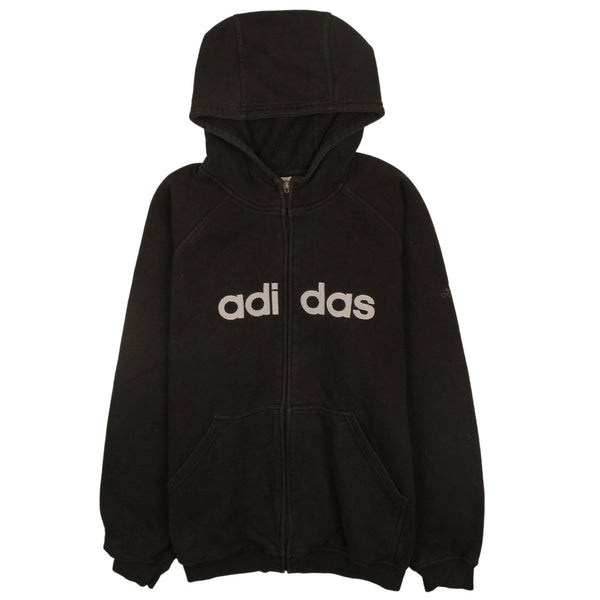 Adidas 90's Spellout Full Zip Up Hoodie Large (missing sizing label) Black