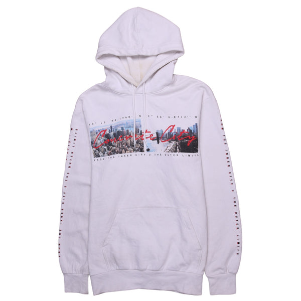 H&M 90's Concrete city Pullover Hoodie Medium White