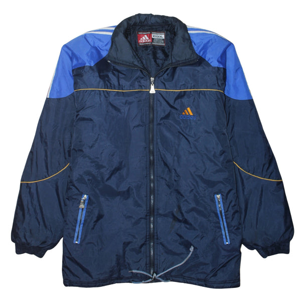 Adidas Navy Blue Windbreaker Jacket Women's 4XL Embroidered Logos Zip Pockets Track Top