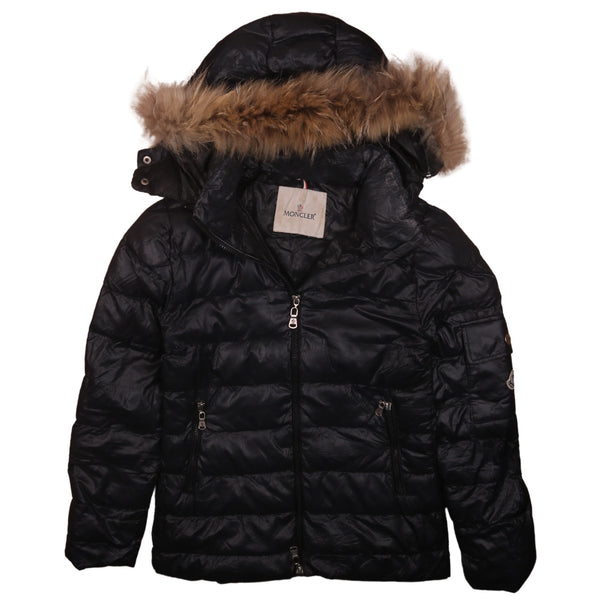 Moncler 90's Fur Hood Full Zip Up Puffer Jacket XSmall (missing sizing label) Black