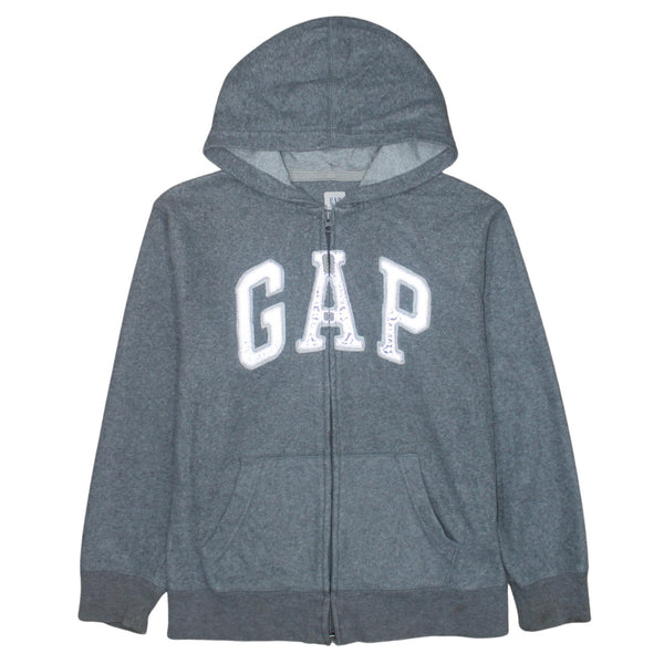Gap Dark Grey Zip Hoodie Women’s XXLarge Embroidered Logo Split Pockets Fleece Sweatshirt