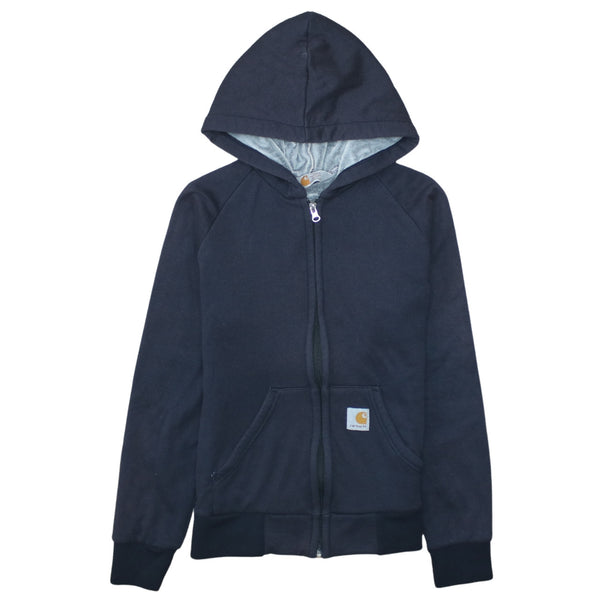 Carhartt 90's Plain Full Zip Up Hoodie XSmall  Navy Blue