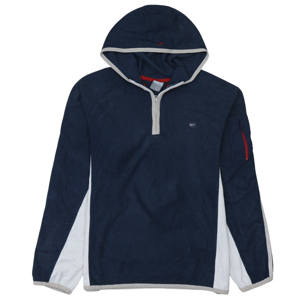 Nike 90's Swoosh Quarter Zip Fleece Jumper Large Navy Blue