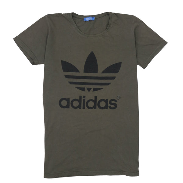 Adidas Khaki Green T Shirt Women’s XLarge Printed Trefoil Logo Short Sleeve Casual Top