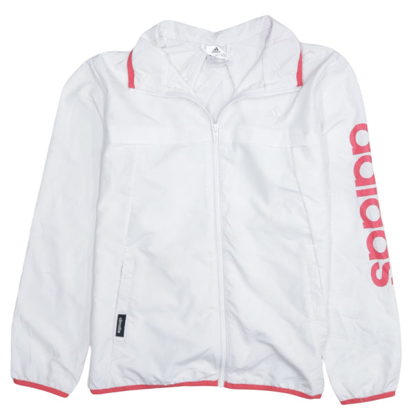Retro 90's Adidas Lightweight Full Zip Up Windbreaker - White, Men's Small