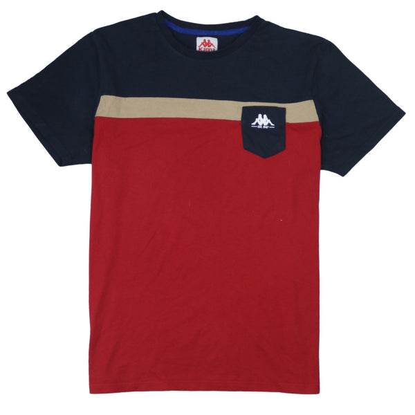 Kappa Navy Red T Shirt Women’s XLarge Colour Block Pocket Embroidered Logo Tee Top