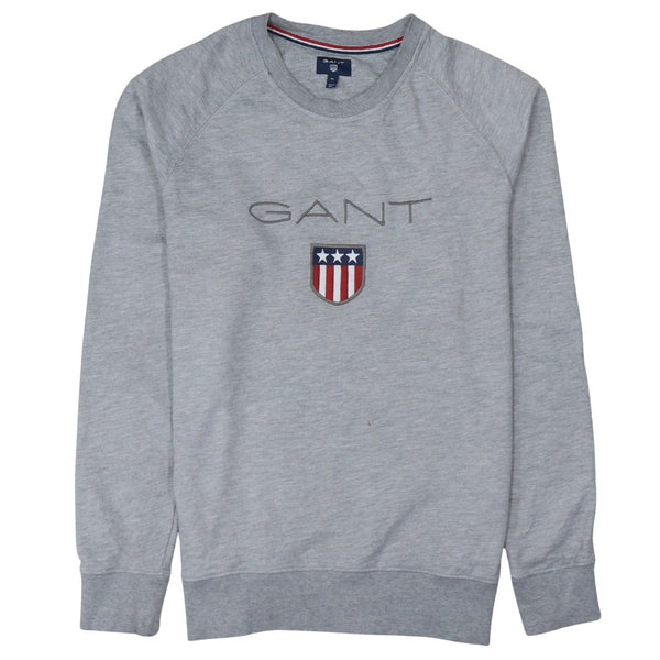 GANT Grey Sweatshirt Women's XLarge Embroidered Shield Logo Raglan Crewneck Pullover