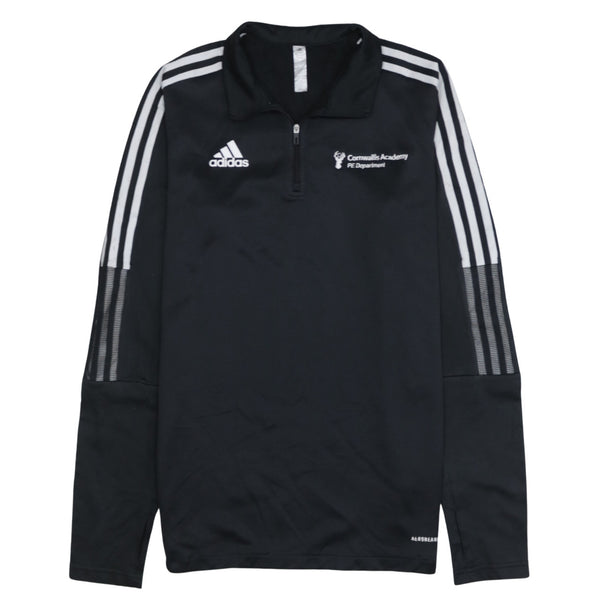 Adidas 90's Striped Sleeve Quarter Zip Sweatshirt Medium Black