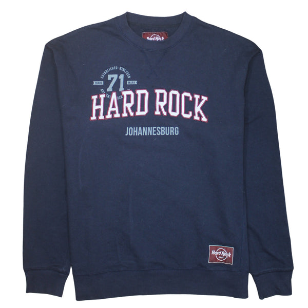 Hard Rock Cafe Navy Blue Sweatshirt Women's XLarge Printed Johannesburg Logo Pullover Crewneck