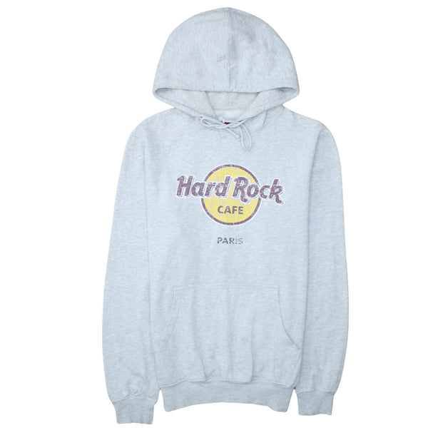 Hard Rock Cafe 90's Spellout Pullover Hoodie Medium Grey