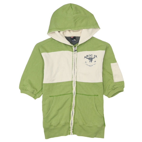 Diesel 90's Short Sleeves Full Zip Up Hoodie Large Green