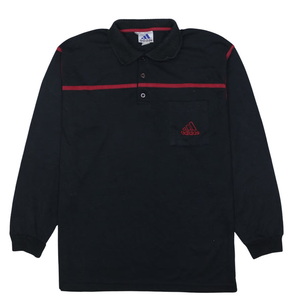 Adidas Black Long Sleeve Polo Shirt Women’s XLarge Red Trim Embroidered Chest Logo Top