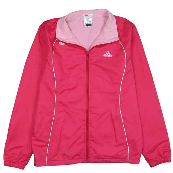 Adidas Bright Pink Windbreaker Jacket Women’s XSmall Embroidered Logo Full Zip ClimaProof Outerwear