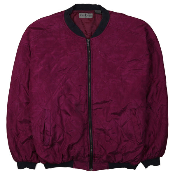 Robert Stock 90's Lightweight Full Zip Up Windbreaker Large Burgundy Red