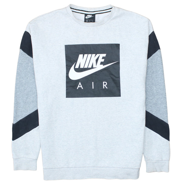 Nike 90's Center Middle Swoosh Crew Neck Sweatshirt Medium Grey