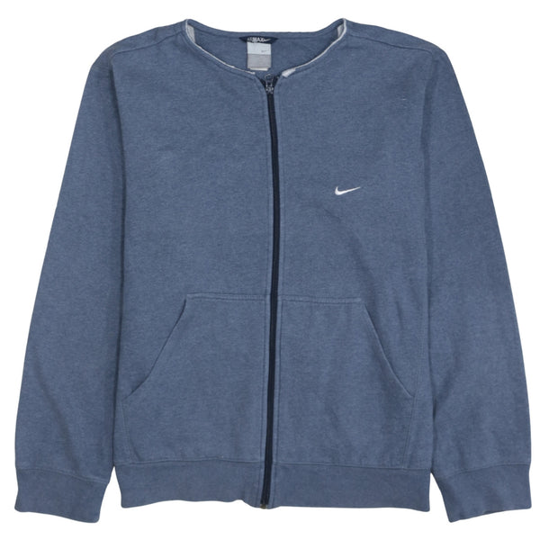 Nike 90's Swoosh Full Zip Up Sweatshirt Large Navy Blue