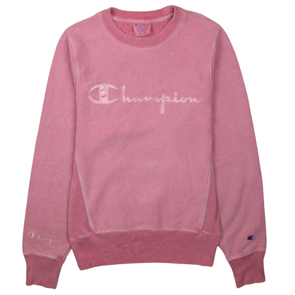 Champion 90's Spellout Crew Neck Sweatshirt XSmall Pink