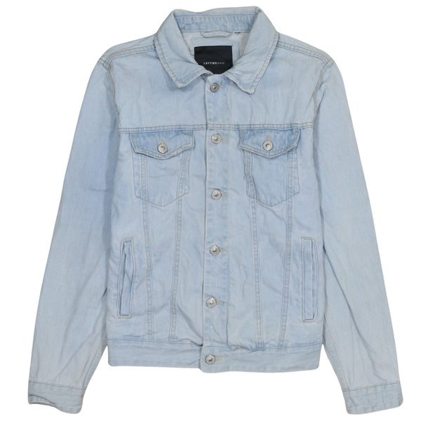 Retro 90's Plain Button Up Denim Jacket Medium Blue