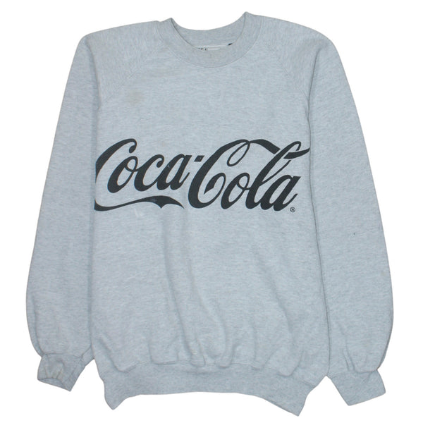 Coca Cola Grey Sweatshirt Men's Medium Printed Logo Crewneck Pullover Fleece Top