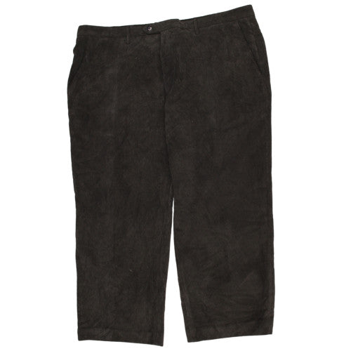 Cortefiel Dark Brown Trousers Men's 44 Straight Leg Soft Suede Effect Dress Pants