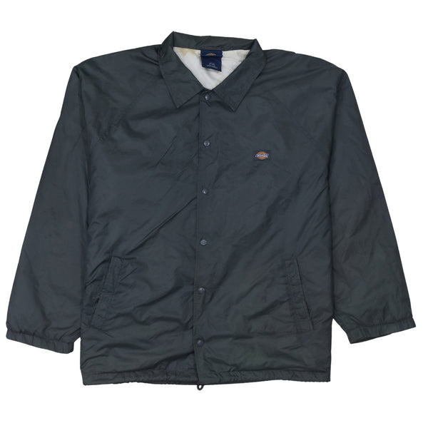 Dickies Dark Grey Windbreaker Jacket Men's XLarge Embroidered Chest Logo Snap Front Outerwear