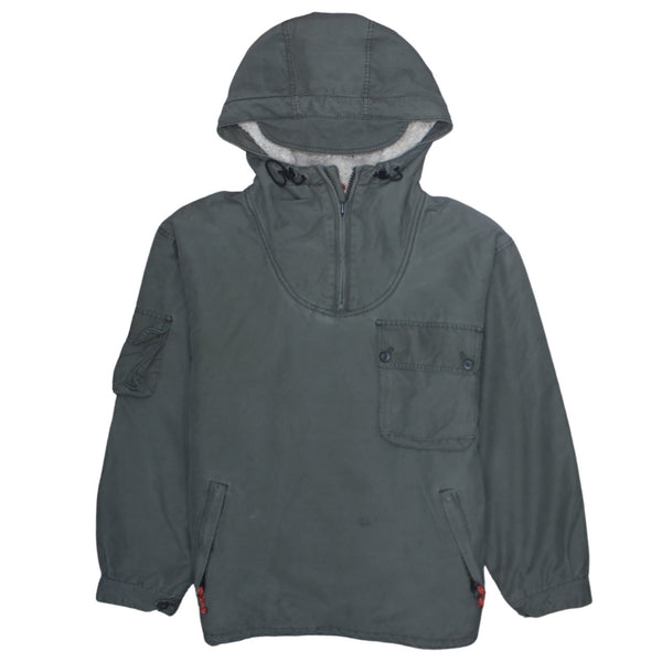 American Eagle 90's Hooded Quarter Zip Windbreaker XSmall Grey