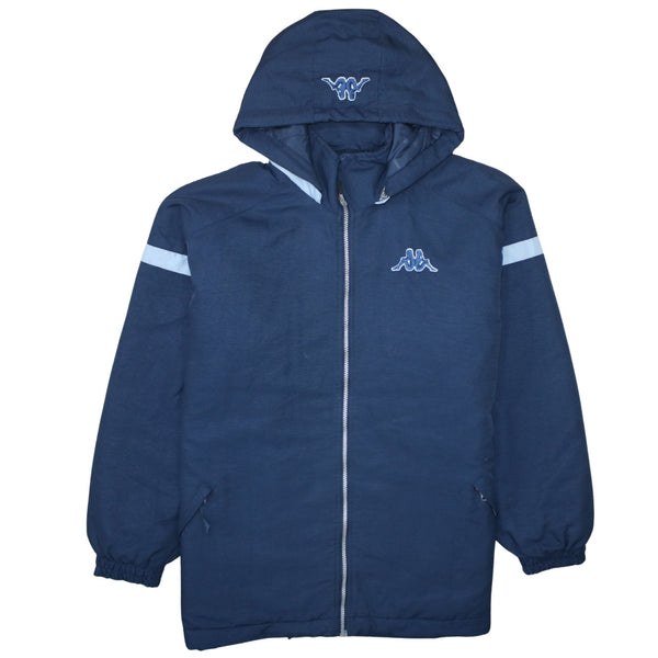 Kappa 90's Hooded Full Zip Up Windbreaker Large Navy Blue
