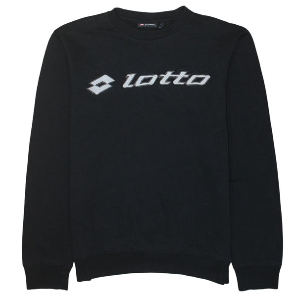 Lotto Black Sweatshirt Men's Medium Printed Logo Crewneck Pullover Fleece Top