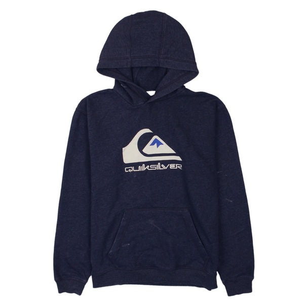 QuikSilver 90's Spellout Pullover Hoodie Large Navy Blue