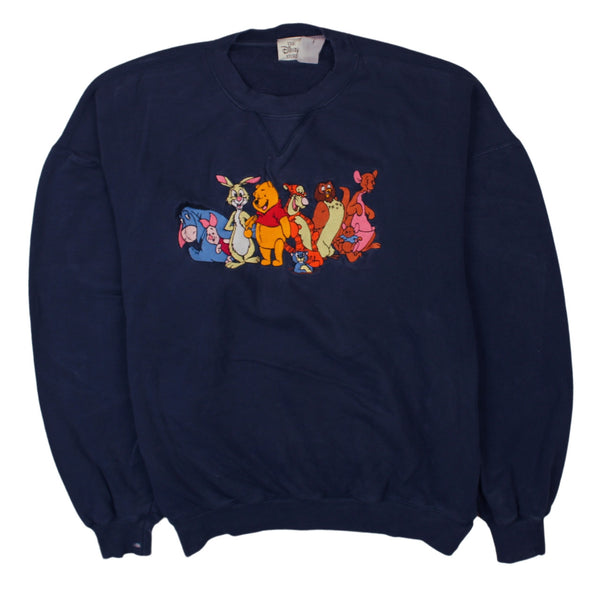 Disney 90's Pooh Bear Crew Neck Sweatshirt XXXLarge (missing sizing label) Navy Blue