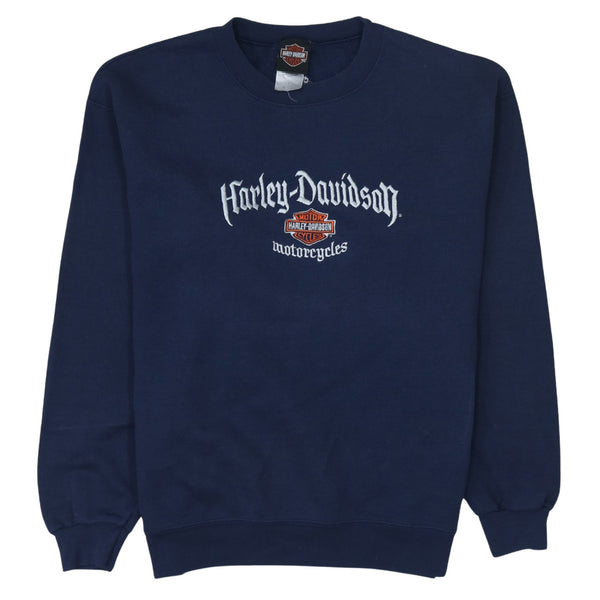 Harley Davidson 90's Spellout Crew Neck Sweatshirt Medium  Navy Blue