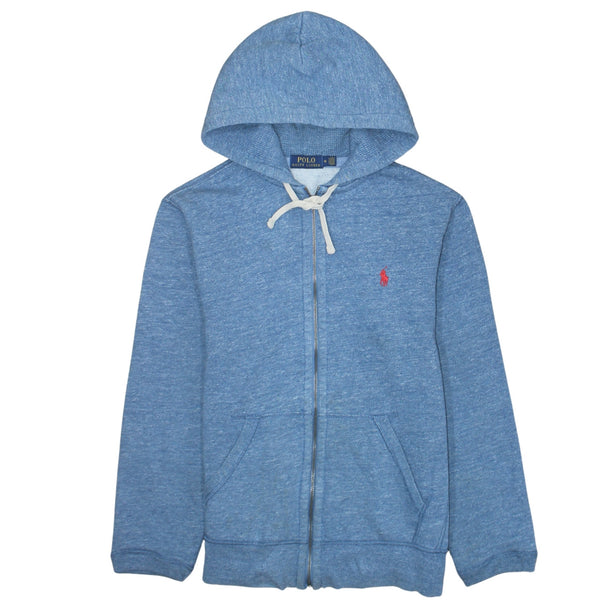 Polo Ralph Lauren Blue Zip Hoodie Women’s Medium Embroidered Pony Fleece Casual Sweatshirt