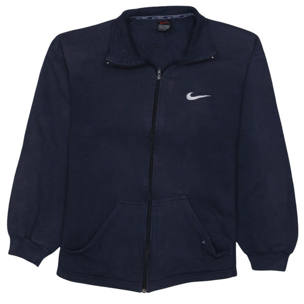Nike 90's Swoosh Full Zip Up Sweatshirt Medium Navy Blue