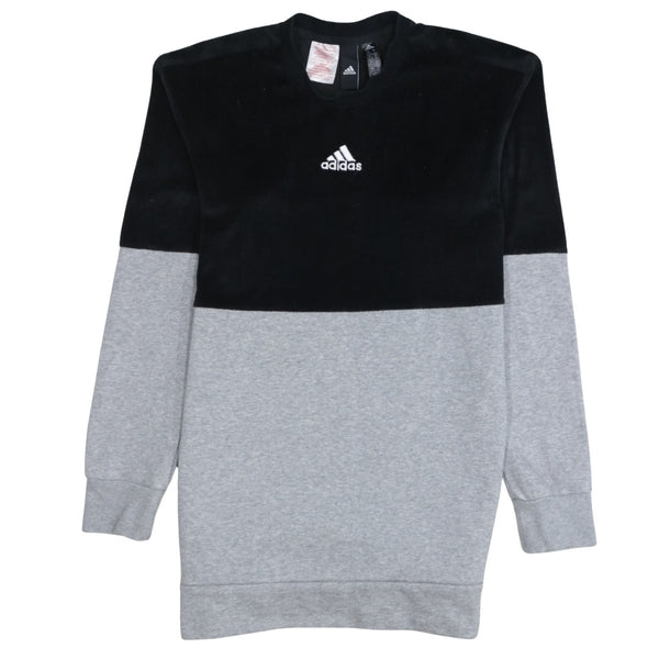 Adidas Black Grey Sweatshirt Men's Large Embroidered Chest Logo Colour Block Pullover Top