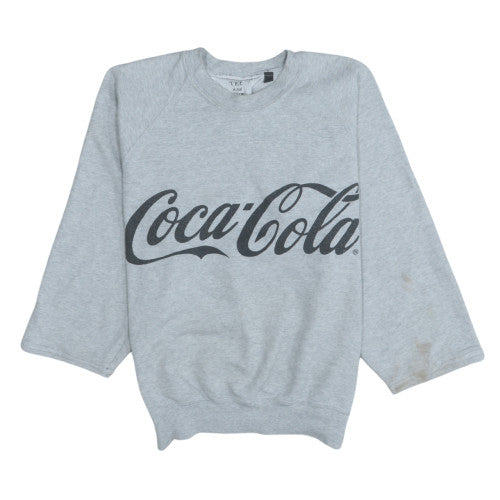 Coca Cola Grey Sweatshirt Men's Small Printed Logo Raglan Sleeves Fleece Pullover Top