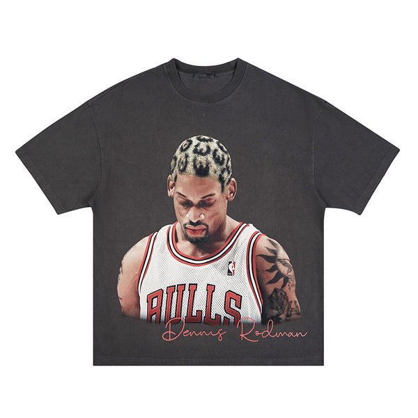 Grey Rodman Bulls Tshirt