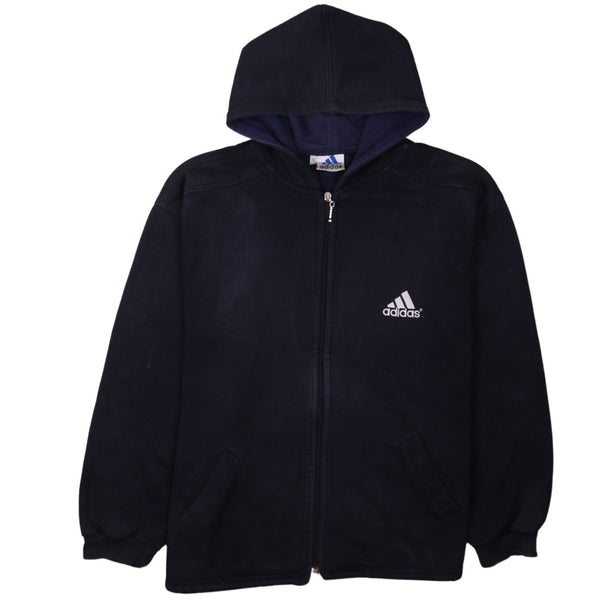 Adidas 90's Heavyweight Full Zip Up Hoodie Medium Navy Blue