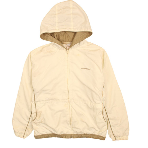 Reebok 90's Hooded Full Zip Up Windbreaker Medium Beige Cream