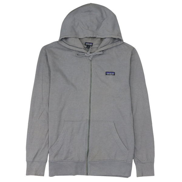 Patagonia Grey Zip Hoodie Women’s Medium Embroidered Chest Logo Drawstring Full Zip Sweatshirt