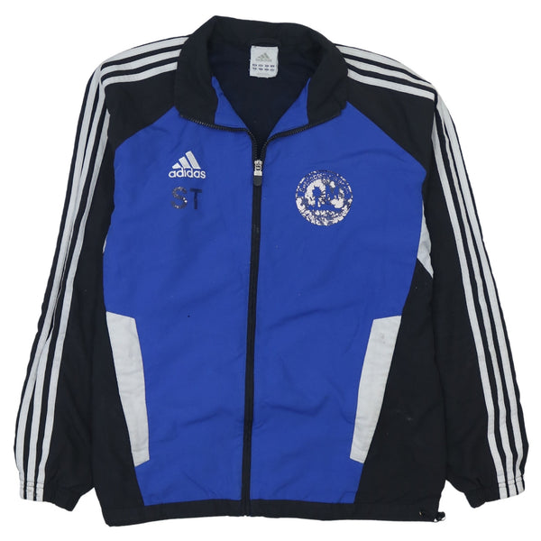 Adidas Vintage 90s Striped Sleeve Full Zip Up Windbreaker Jacket Men's Medium Blue