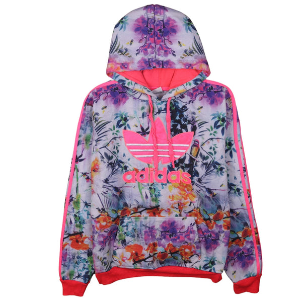 Adidas 90's Flowers Spellout Hoodie XXLarge (2XL) Grey