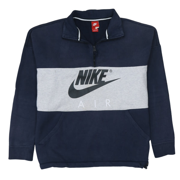 Nike 90's Center Middle Swoosh Quarter Zip Sweatshirt XXLarge (2XL) Navy Blue