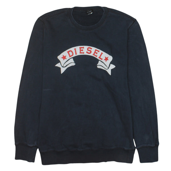Diesel 90's Spellout Crew Neck Sweatshirt Large Black
